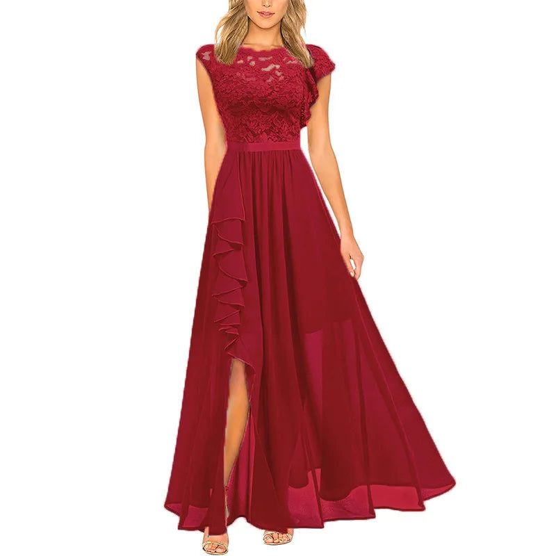 Women Elegant Long High Waisted Dress Sexy Sleeveless Bodycon Maxi Dress with Ruched Detail Split Hem