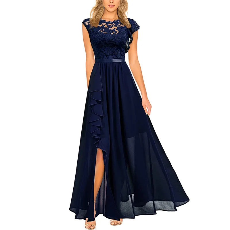 Women Elegant Long High Waisted Dress Sexy Sleeveless Bodycon Maxi Dress with Ruched Detail Split Hem