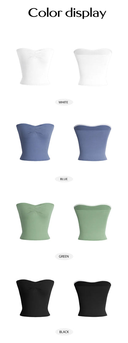 Summer Y2K Strapless Tube Basic Knit Crop Top Backless Sleeveless Bandeau Outfits for Sweet and Spicy Style Women's Clothing