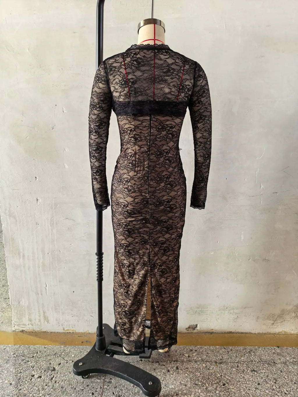 Women Halter Thin Strap Bustier Long Sleeve Shrug Sheer Floral Lace Bodycon Maxi Evening Gown Solid See Through Party Dress