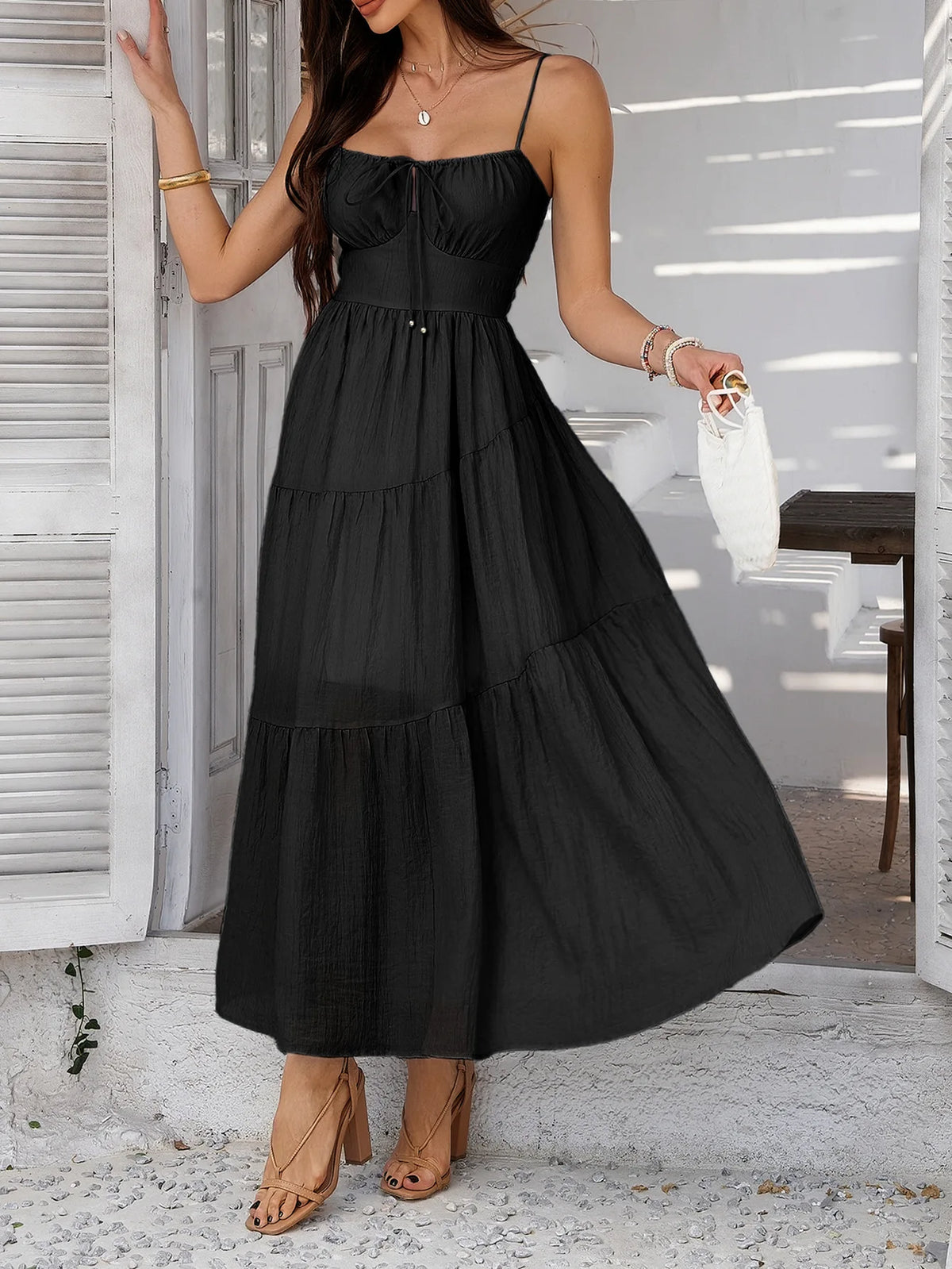 Slip Dress Women Party Long Dresses Sundress Slash Neck Sleeveless Backless Solid Lace Up Sexy Vestidos Summer 2026 A Line