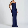 Women's Maxi Dress Elegant Sleeveless Solid Color Slim Fit Suspender Hip-wrapped Strap Dresses Fashion Ladies Party Long Skirt