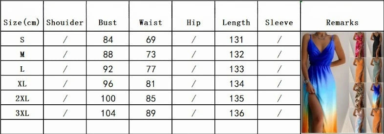 Summer Sexy Women's Camisole V-neck Slit Dress Elegant Sleeveless Gradient Slim Fit High Waisted Dress Maxi Vestidos Woman Party
