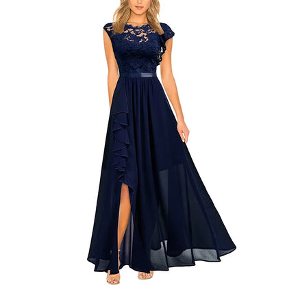 Women Elegant Long High Waisted Dress Sexy Sleeveless Bodycon Maxi Dress with Ruched Detail Split Hem