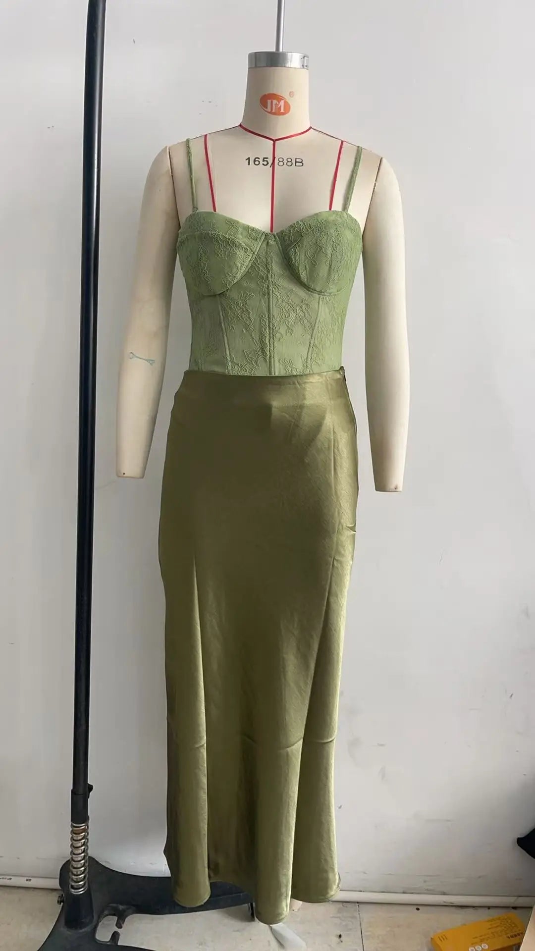 Fashion Satin Skirt Set for Women Chic Sleeveless Backless Lace Up Slim Vest Solid Maxi Skirts Suit 2026 Summer New Party Suits