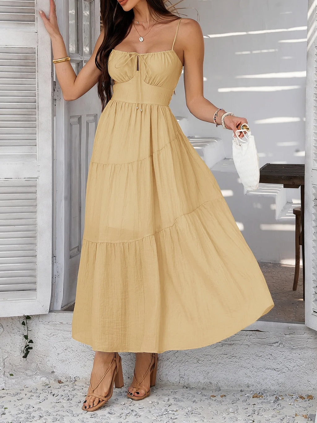 Slip Dress Women Party Long Dresses Sundress Slash Neck Sleeveless Backless Solid Lace Up Sexy Vestidos Summer 2026 A Line