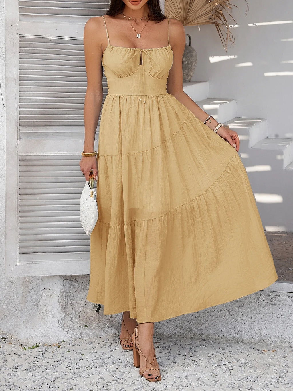Slip Dress Women Party Long Dresses Sundress Slash Neck Sleeveless Backless Solid Lace Up Sexy Vestidos Summer 2026 A Line