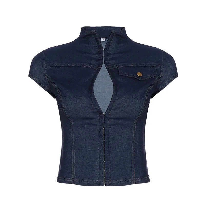 Women Gothic Y2K Retro Short Slimming T-shirt Street Trend Slimming Sexy Fashionable High Street Popular Hot Girl Style Tops