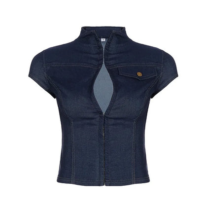 Women Gothic Y2K Retro Short Slimming T-shirt Street Trend Slimming Sexy Fashionable High Street Popular Hot Girl Style Tops