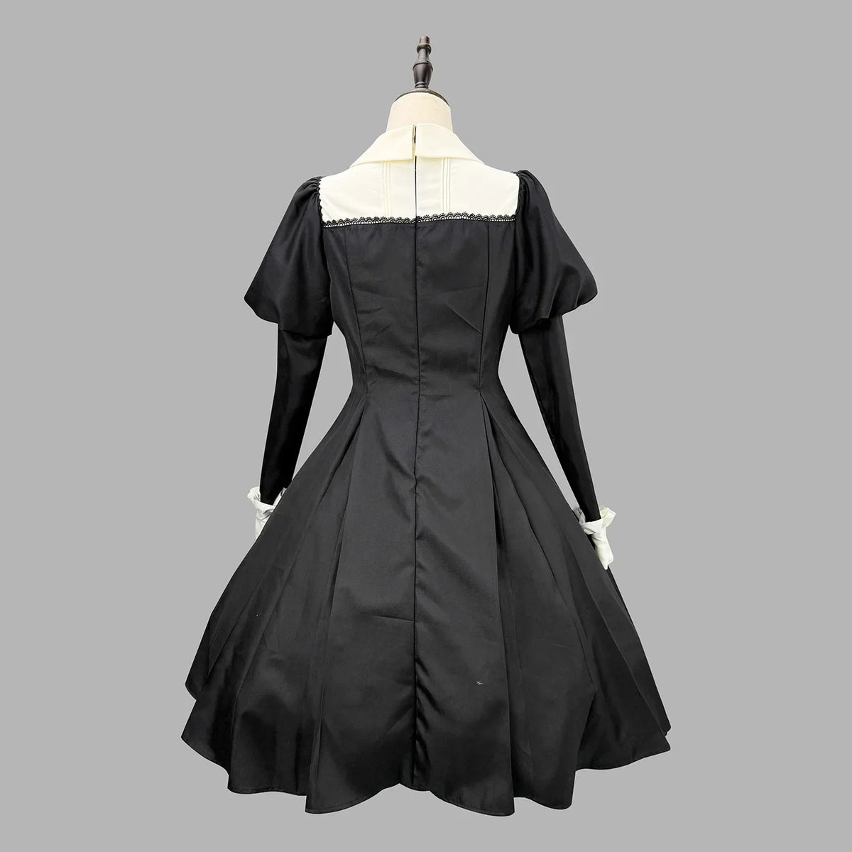 Women's Maid Lolita Dress Long Puff Sleeve Ruffle Apron Cosplay Costume with Headwear Theme Party Role Playing Outfits