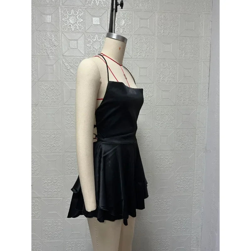 Women Sexy Satin Sleeveless Cami Playsuit Solid Cowl Neck Cross Tie Backless Short Jumpsuit Fashion Slim Fit Summer Romper