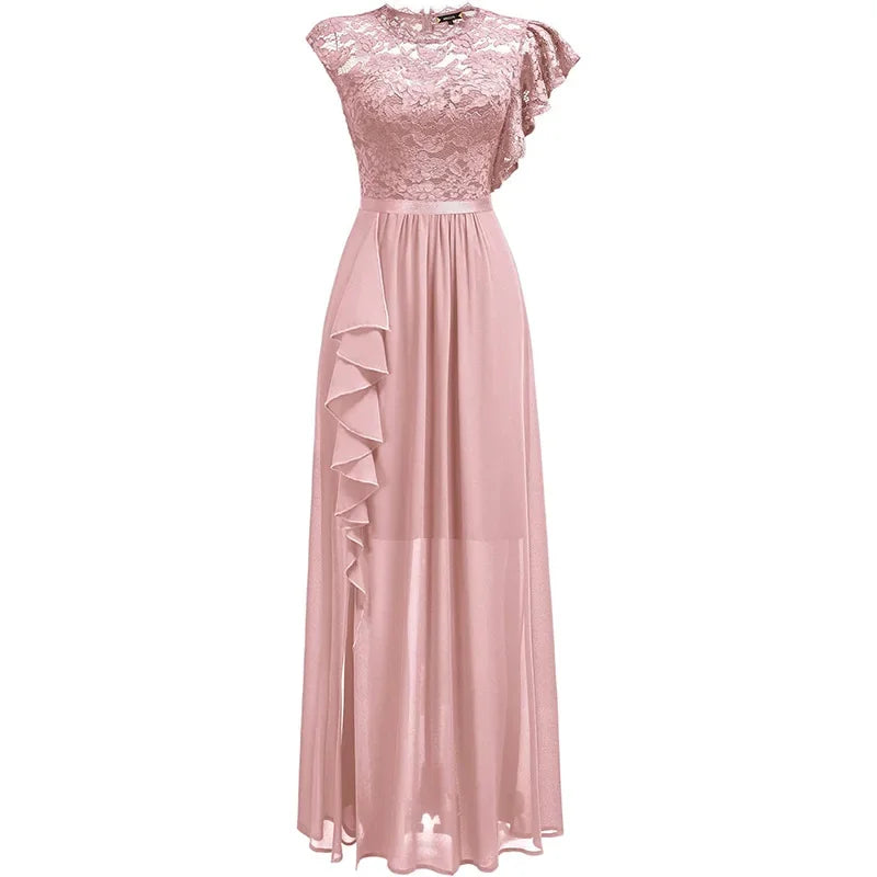 Women Elegant Long High Waisted Dress Sexy Sleeveless Bodycon Maxi Dress with Ruched Detail Split Hem