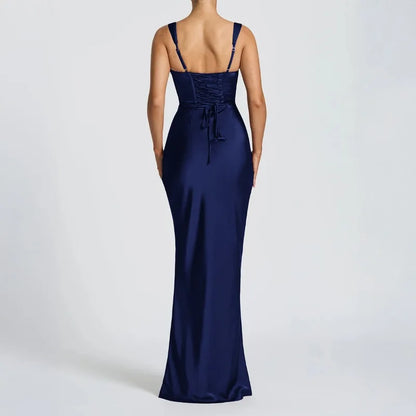 Women's Maxi Dress Elegant Sleeveless Solid Color Slim Fit Suspender Hip-wrapped Strap Dresses Fashion Ladies Party Long Skirt