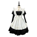 Women's Maid Lolita Dress Long Puff Sleeve Ruffle Apron Cosplay Costume with Headwear Theme Party Role Playing Outfits