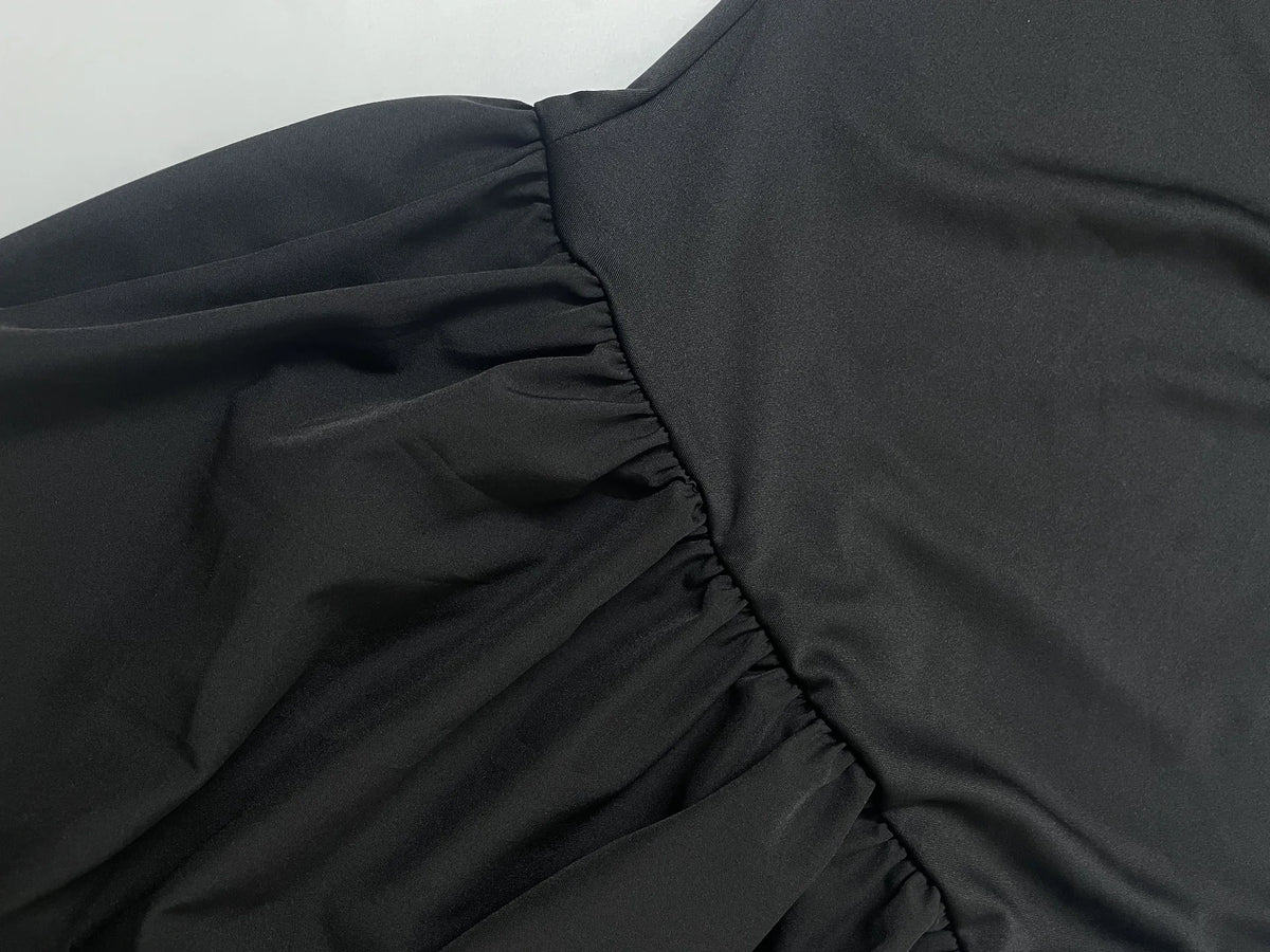 Women Strapless Asymmetrical Maxi Dress with Detachable Neck Wrap Pleated Flowy Long Evening Party Gown