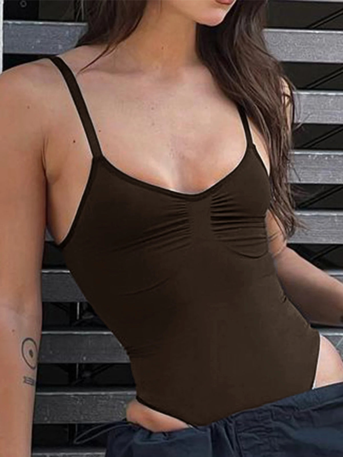 Women's Sleeveless Solid Tops Sexy Camisole Simple Basic Romper Spice Sling Strap Slim Vest Summer Jumpsuit for Vacation