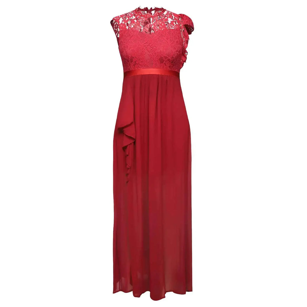 Women Elegant Long High Waisted Dress Sexy Sleeveless Bodycon Maxi Dress with Ruched Detail Split Hem