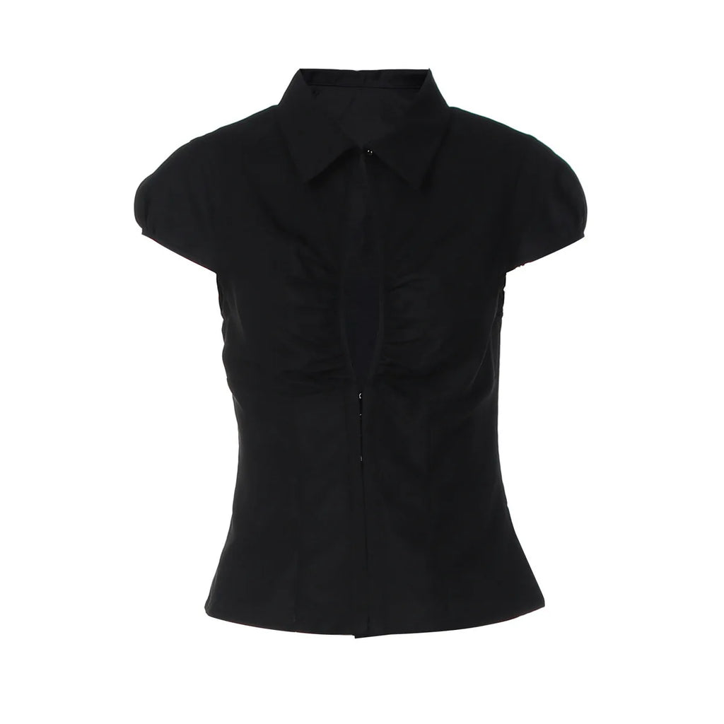 Hot Girl Vintage Y2k Harajuku Crop Tops Button Cardigan Short Sleeve Women Korean Fashion Basic Style T Shirts Casual Streetwear