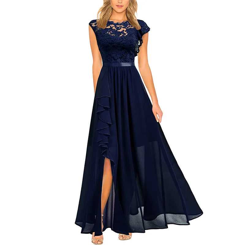 Women Elegant Long High Waisted Dress Sexy Sleeveless Bodycon Maxi Dress with Ruched Detail Split Hem