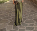 Fashion Satin Skirt Set for Women Chic Sleeveless Backless Lace Up Slim Vest Solid Maxi Skirts Suit 2026 Summer New Party Suits
