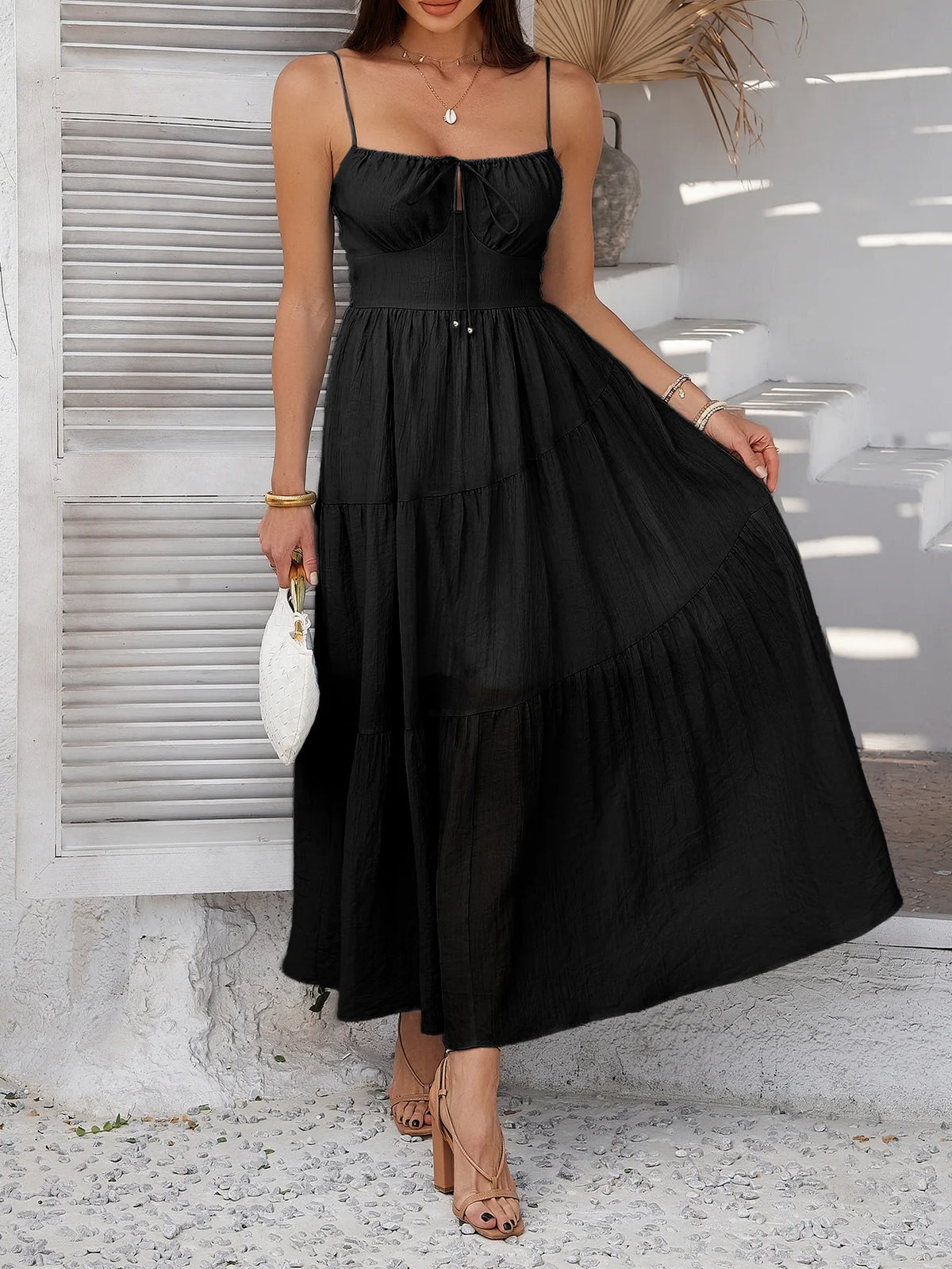 Slip Dress Women Party Long Dresses Sundress Slash Neck Sleeveless Backless Solid Lace Up Sexy Vestidos Summer 2026 A Line