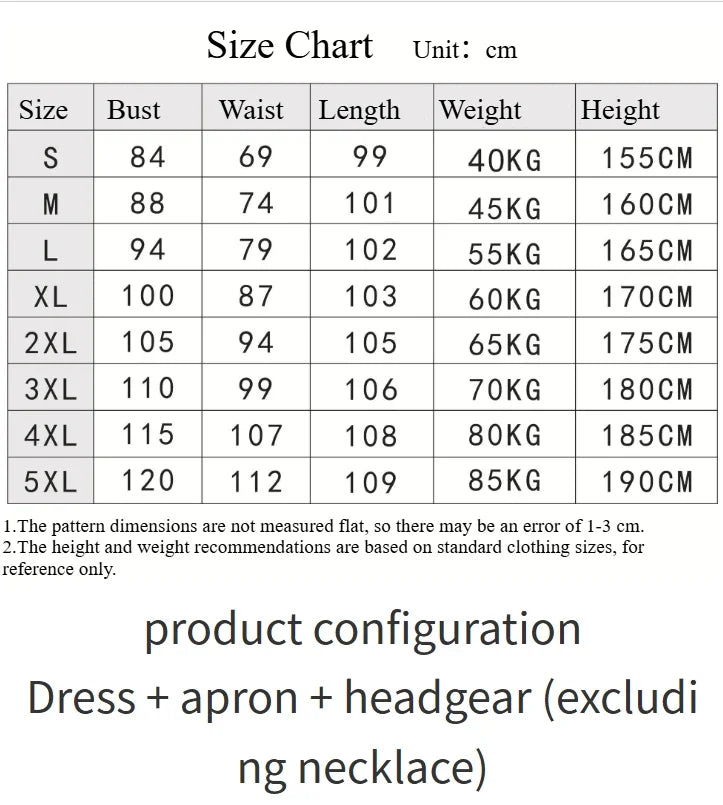 Women's Maid Lolita Dress Long Puff Sleeve Ruffle Apron Cosplay Costume with Headwear Theme Party Role Playing Outfits