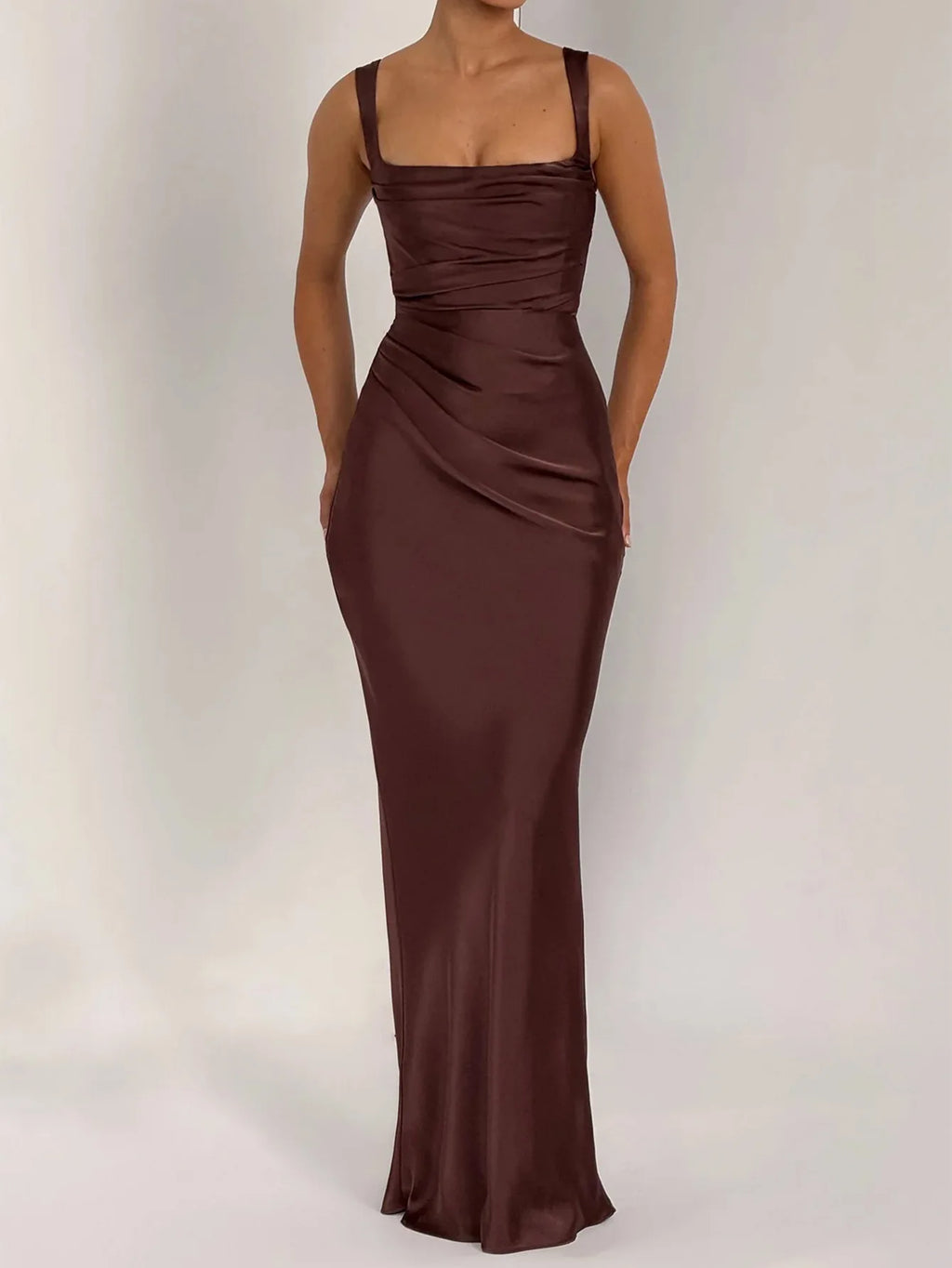 Women's Maxi Dress Elegant Sleeveless Solid Color Slim Fit Suspender Hip-wrapped Strap Dresses Fashion Ladies Party Long Skirt