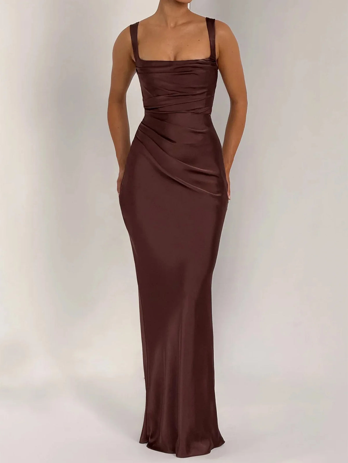 Women's Maxi Dress Elegant Sleeveless Solid Color Slim Fit Suspender Hip-wrapped Strap Dresses Fashion Ladies Party Long Skirt