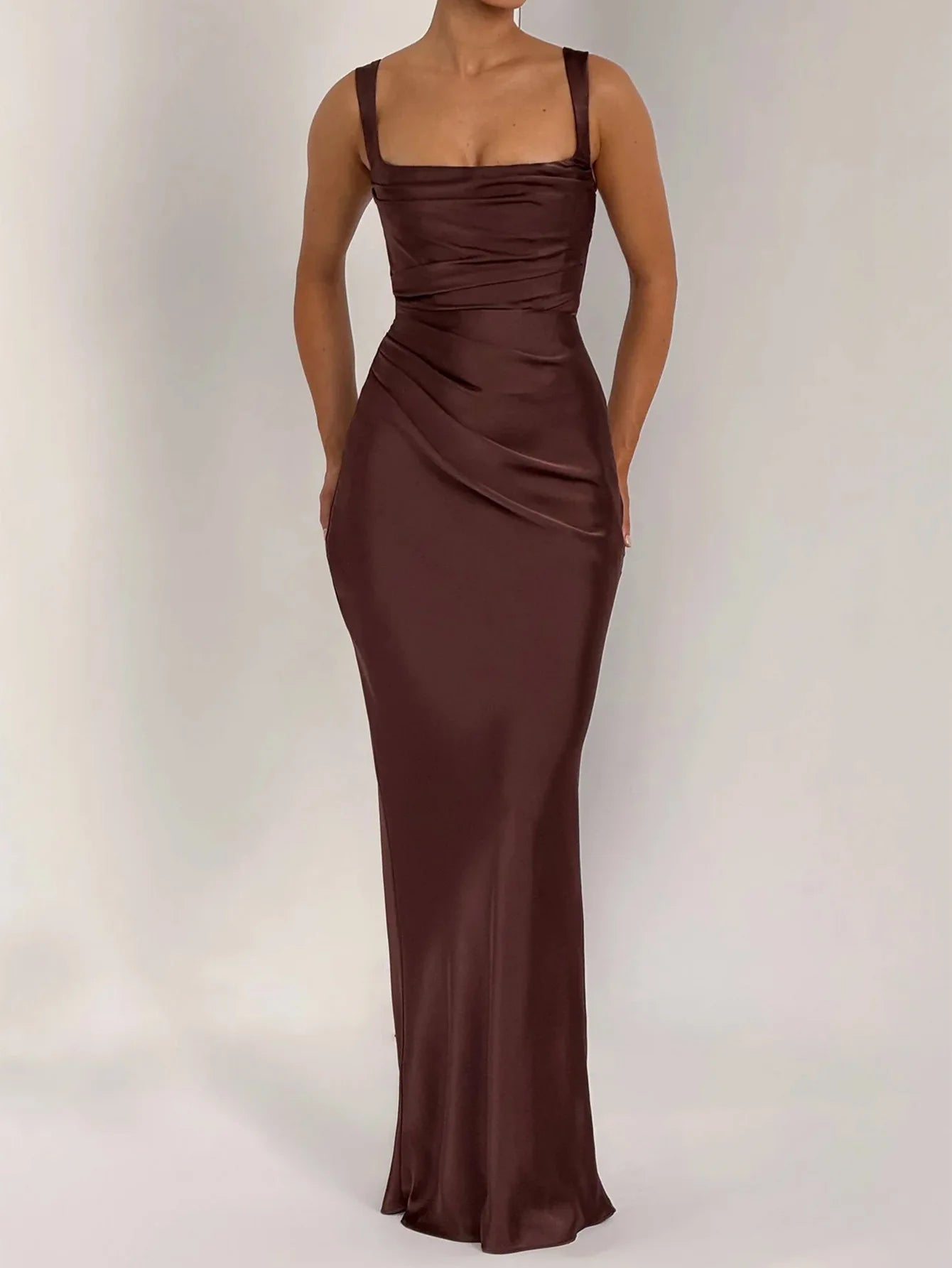Women's Maxi Dress Elegant Sleeveless Solid Color Slim Fit Suspender Hip-wrapped Strap Dresses Fashion Ladies Party Long Skirt