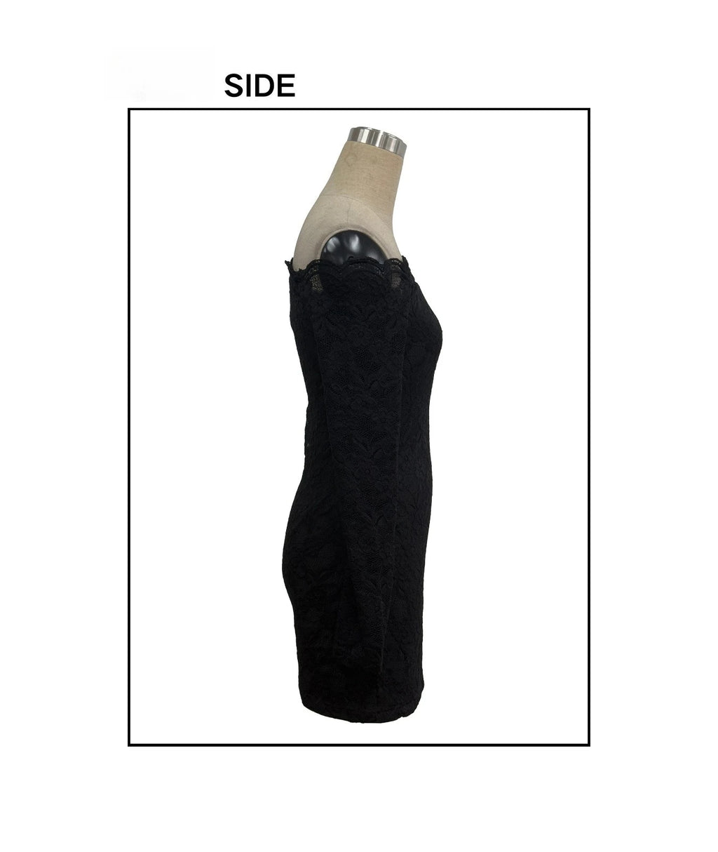 New Elegant Long Sleeve Lace Off Shoulder Neck Long-sleeved Slim Fit Thin Outing Hot Girls Outfits for Sexy Ladies Short Dress