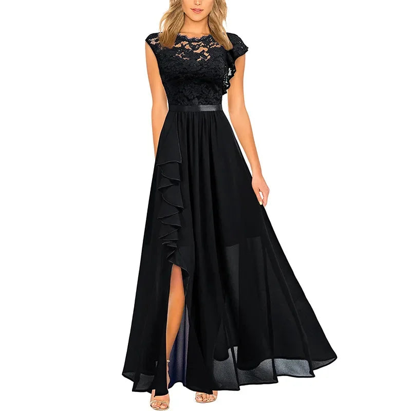 Women Elegant Long High Waisted Dress Sexy Sleeveless Bodycon Maxi Dress with Ruched Detail Split Hem