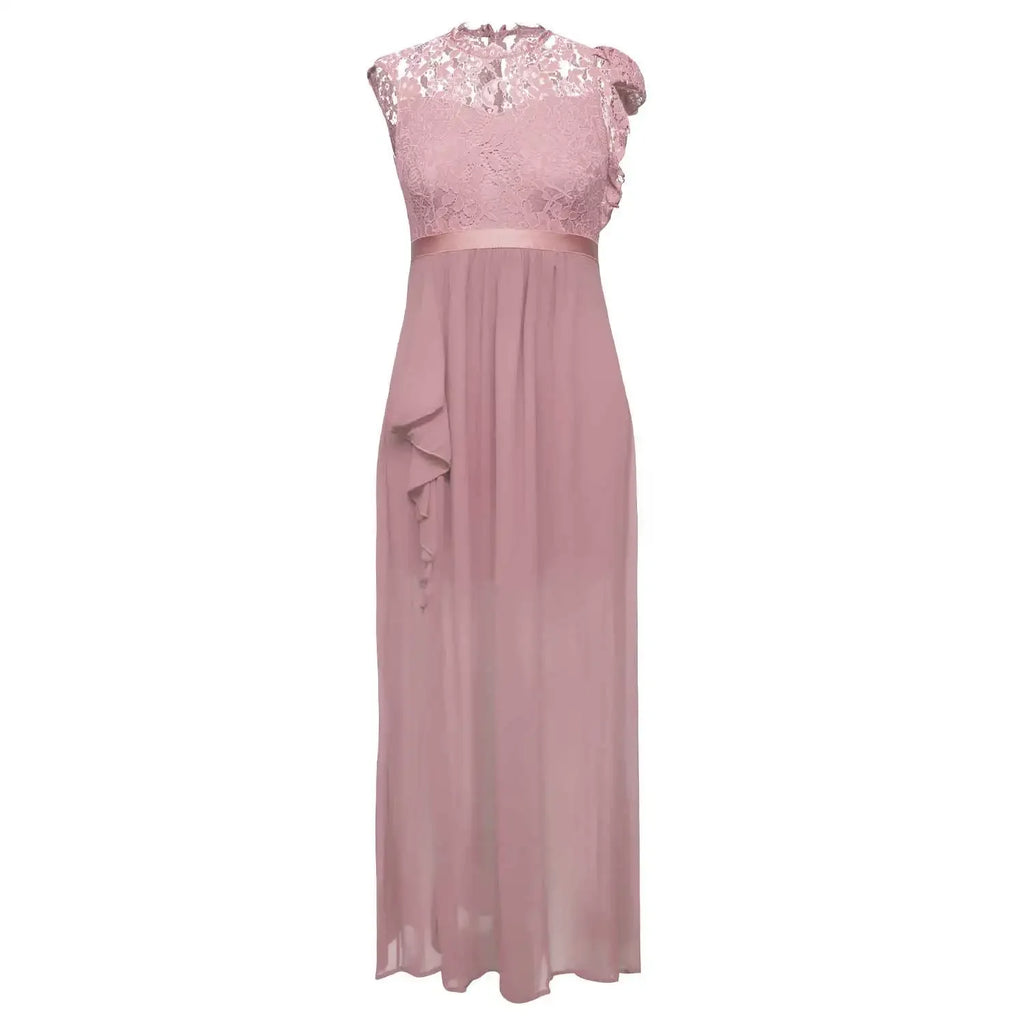 Women Elegant Long High Waisted Dress Sexy Sleeveless Bodycon Maxi Dress with Ruched Detail Split Hem