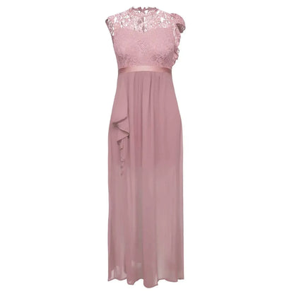 Women Elegant Long High Waisted Dress Sexy Sleeveless Bodycon Maxi Dress with Ruched Detail Split Hem