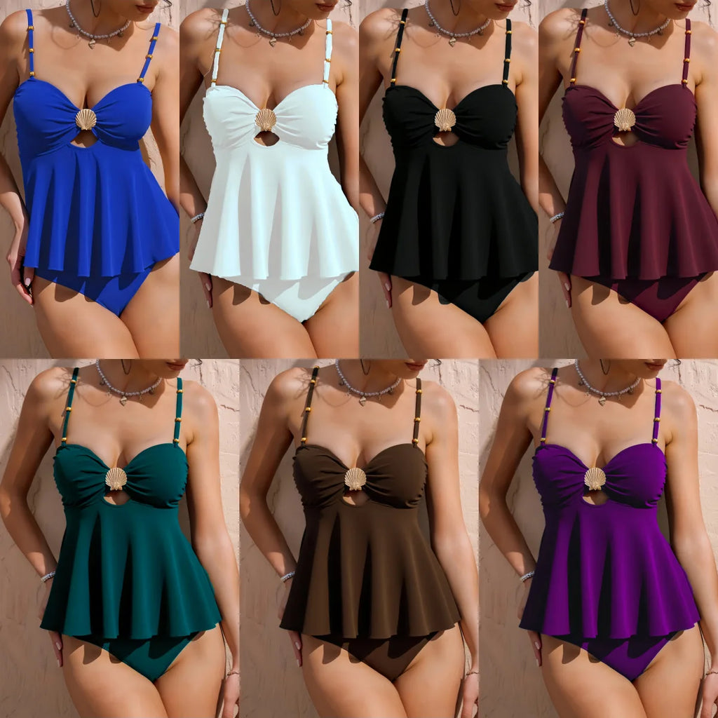 Fashion Beach Style Strap V Neck One Piece Water Outfit Solid Color Back Coverage Swimsuit for Coastal Trip Women Swimwear
