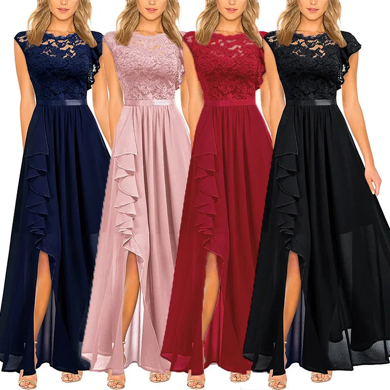Women Elegant Long High Waisted Dress Sexy Sleeveless Bodycon Maxi Dress with Ruched Detail Split Hem