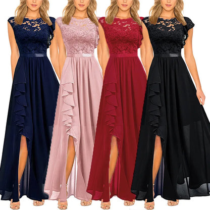 Women Elegant Long High Waisted Dress Sexy Sleeveless Bodycon Maxi Dress with Ruched Detail Split Hem