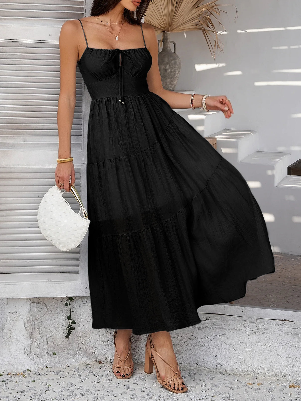 Slip Dress Women Party Long Dresses Sundress Slash Neck Sleeveless Backless Solid Lace Up Sexy Vestidos Summer 2026 A Line